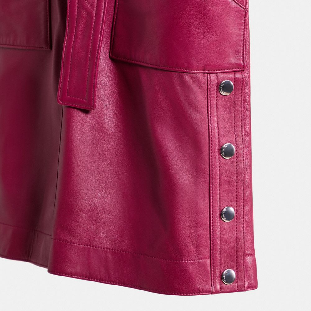 COACH®,Restored Belted Leather Skirt,Polyester,Straight,Belt,Cocktail,Fuchsia,Scale View