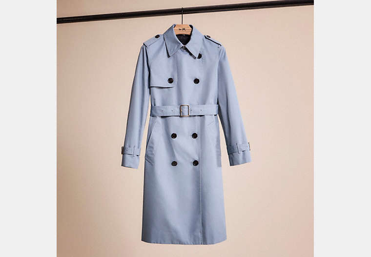 COACH®,RESTORED TRENCH COAT,Blue,Front View