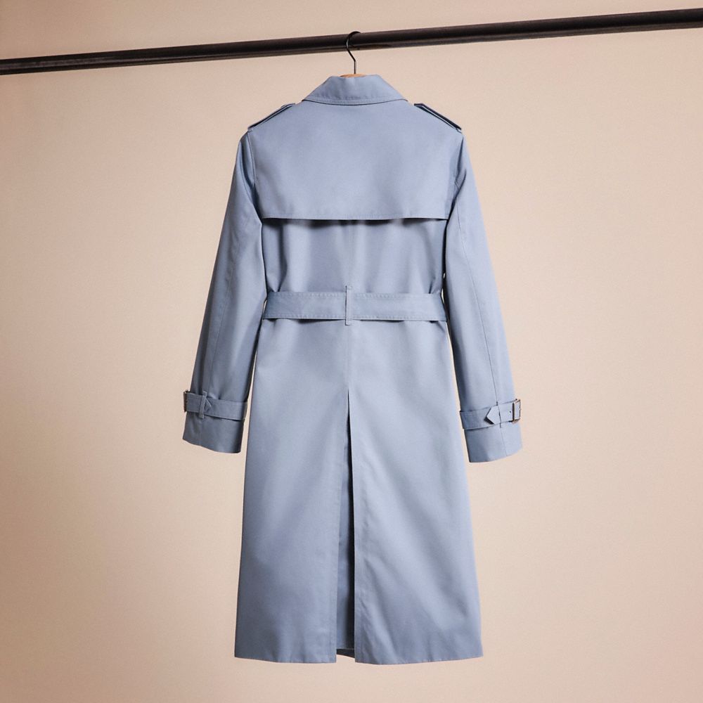 COACH®,RESTORED TRENCH COAT,Blue,Back View