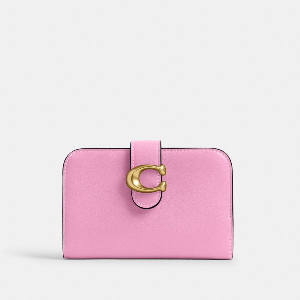 COACH®,PORTEFEUILLE TABBY,Cuir lisse,Laiton/Rose fleur,Front View