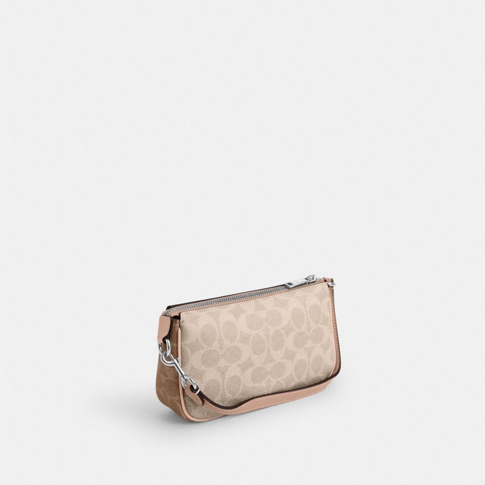 COACH®,Nolita 19 In Blocked Signature Canvas,Beige,Angle View