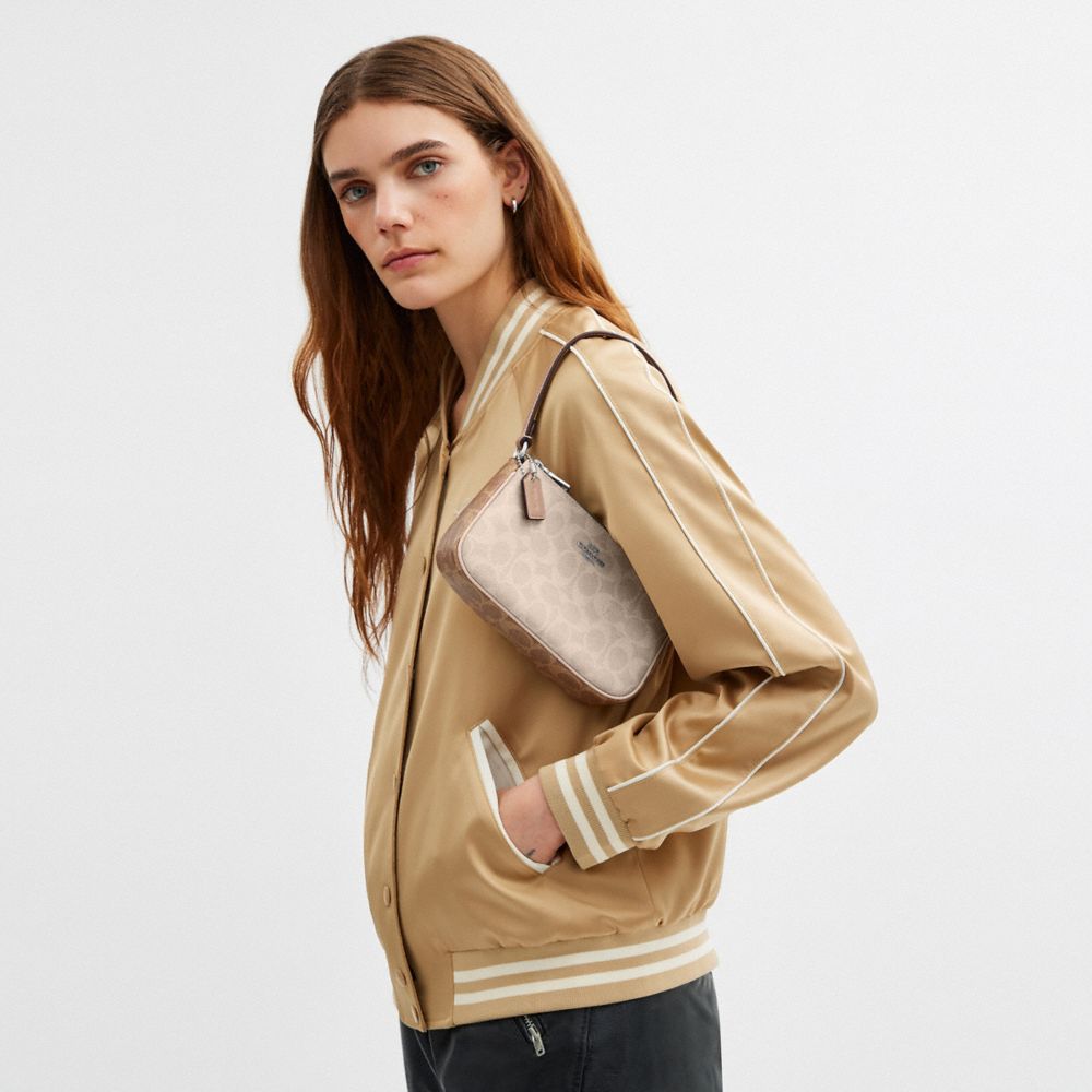 COACH®,Nolita 19 In Blocked Signature Canvas,Shoulder Bag,Logo,Casual,Beige,Detail View