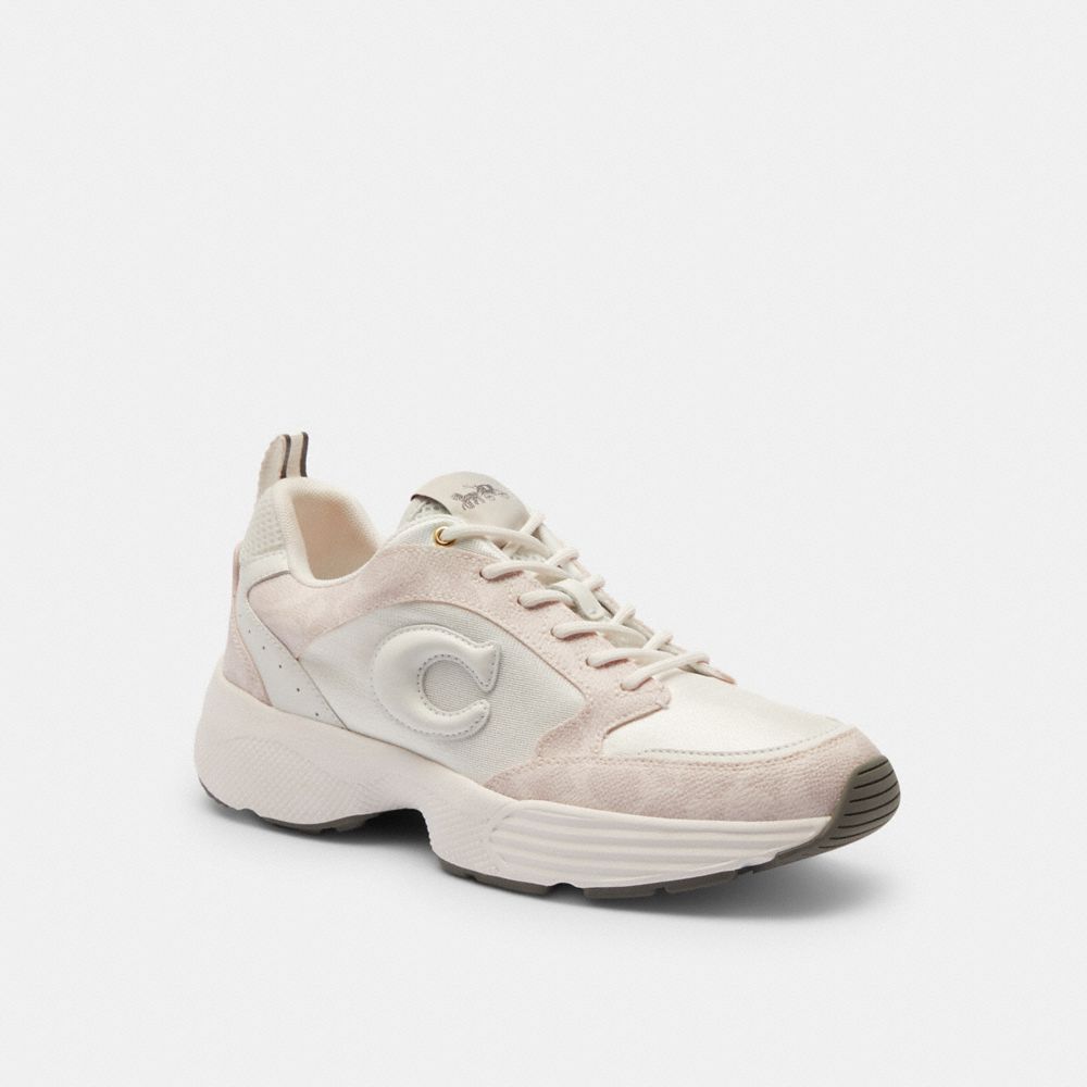 COACH®,Strider Sneaker In Signature Canvas,Cream,Front View image number 0