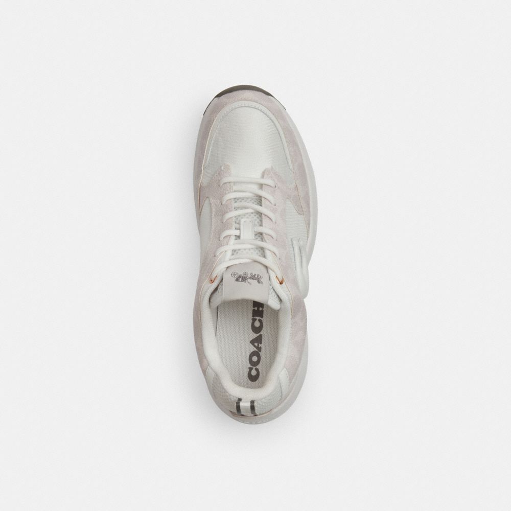 COACH®,Strider Sneaker In Signature Canvas,Mesh,Rubber,Canvas,Casual,Activewear,Fabric,Perforated,Mixed Media,Stripe,Color...,Cream,Inside View,Top View