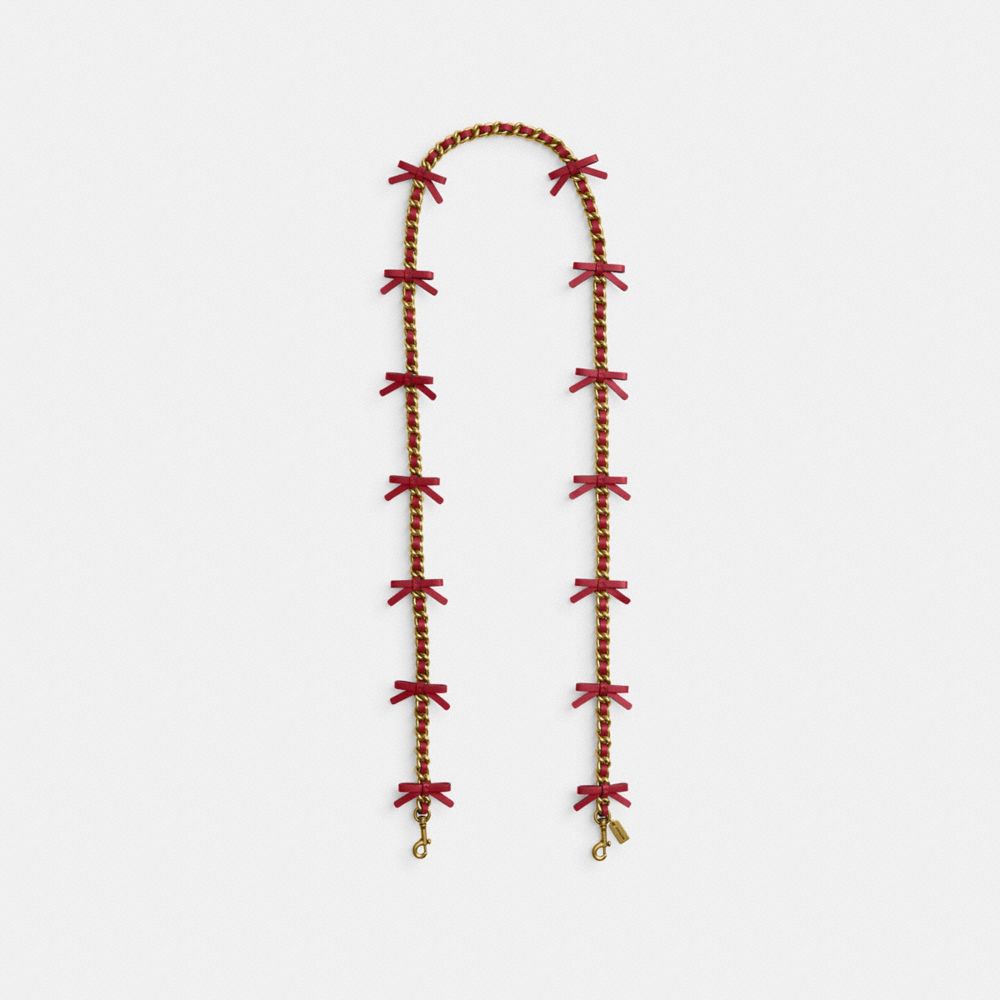 Coach Leather Chain Strap With Bows Brass Ruby for Women