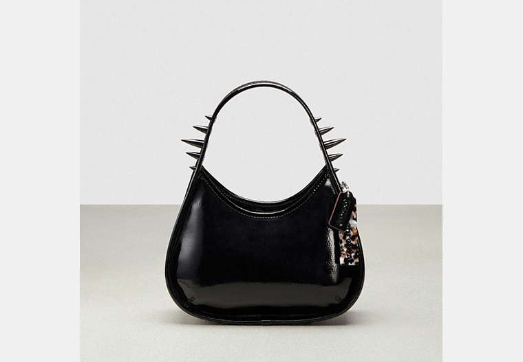 COACH®,Ergo Bag in Crinkle Patent Coachtopia Leather: Spikes,Small,Black,Front View