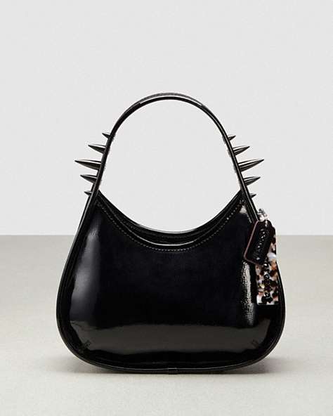 COACH®,Ergo Bag in Crinkle Patent Coachtopia Leather: Spikes,Small,Black,Front View