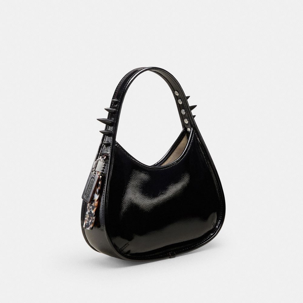 COACH®,Sac Ergo en cuir verni froissé Coachtopia : Pointes,Noir,Angle View