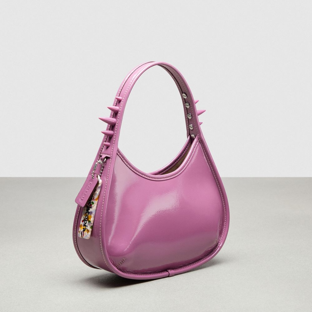 COACH®,Ergo Bag in Crinkle Patent Coachtopia Leather: Spikes,Small,Lilac Berry,Angle View