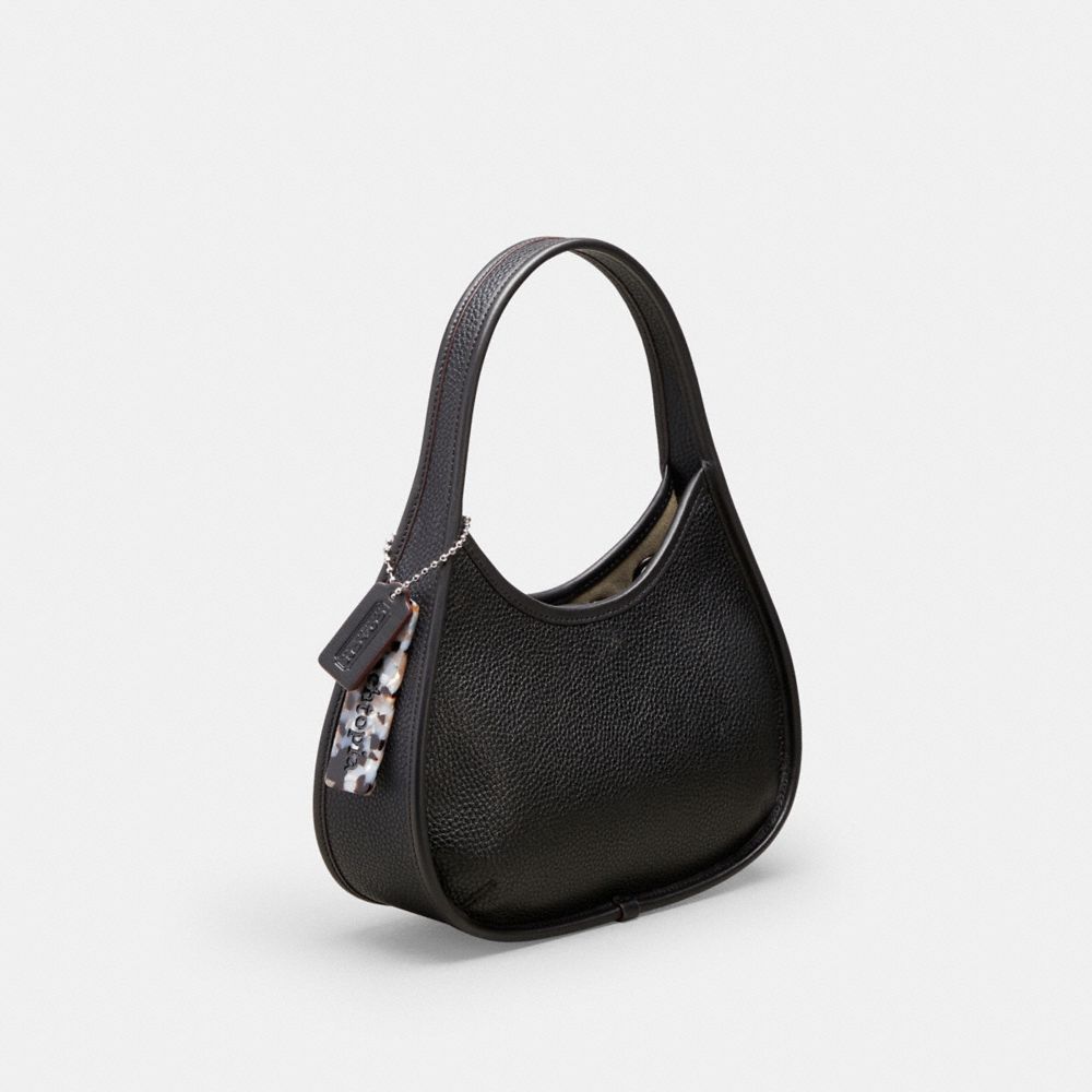 COACH®,Ergo Bag In Pebbled Coachtopia Leather With Grommets,Leather,Lining Leather,Shoulder Bag,Plastic,Grommet,Day Party,Black,Angle View