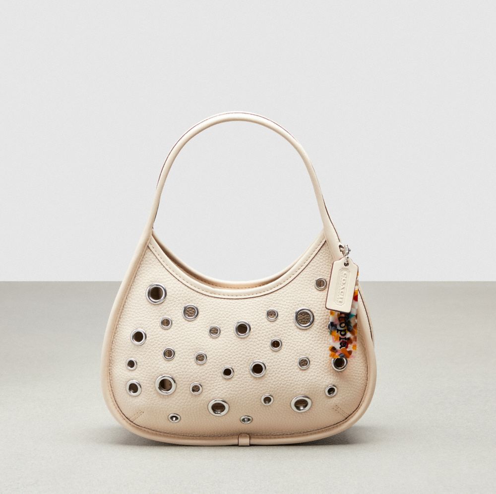 COACH®,Ergo Bag in Pebbled Coachtopia Leather: Grommets,Small,Cloud,Front View