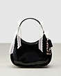 COACH®,Ergo Bag in Crinkle Patent Coachtopia Leather: Lace Bows,Small,Black/White.,Front View