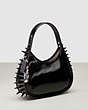 COACH®,Ergo Bag in Crinkle Patent Coachtopia Leather: Spikes All Over,Small,Black,Angle View