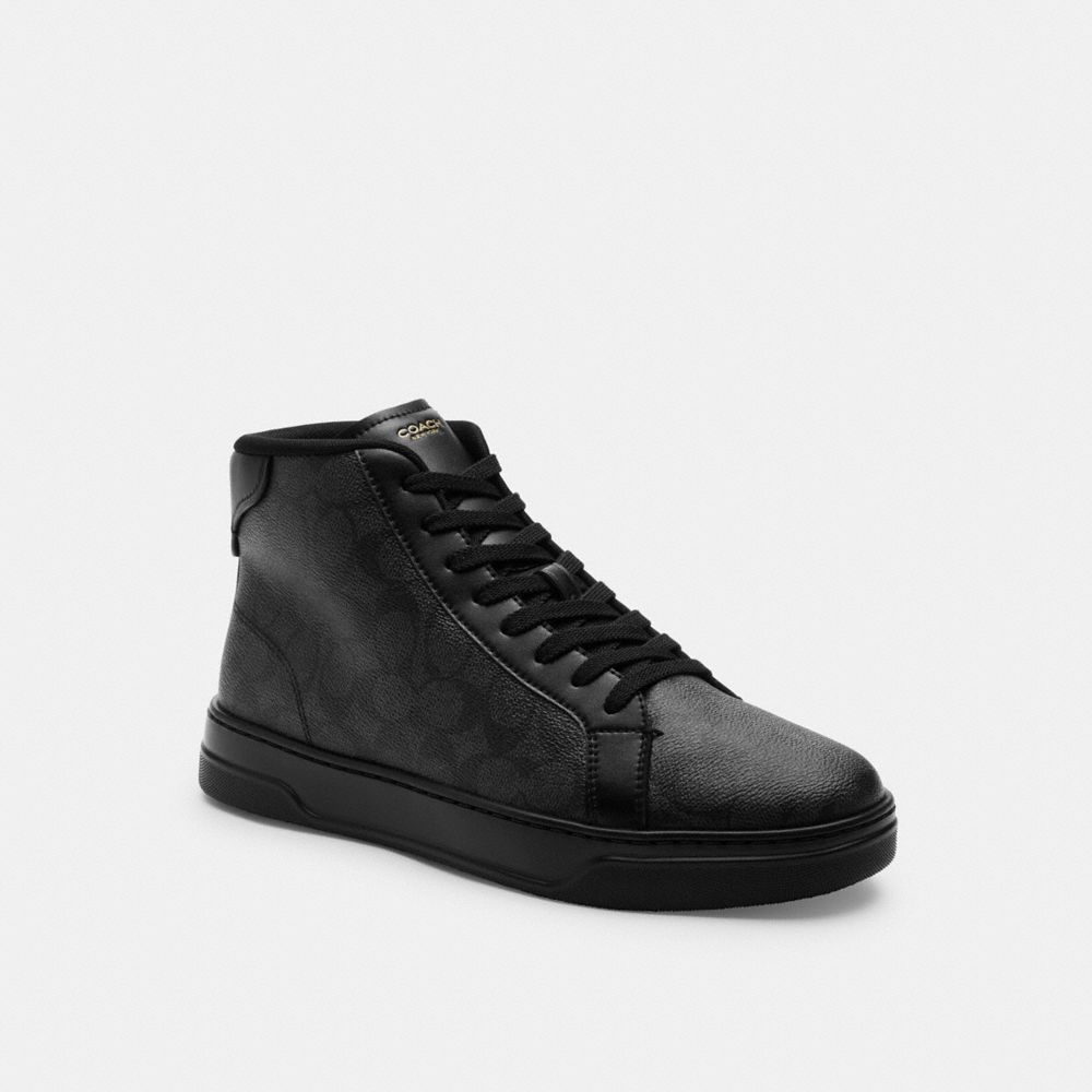 Coach High Line High Top Sneaker In Signature Canvas In Graphite/black