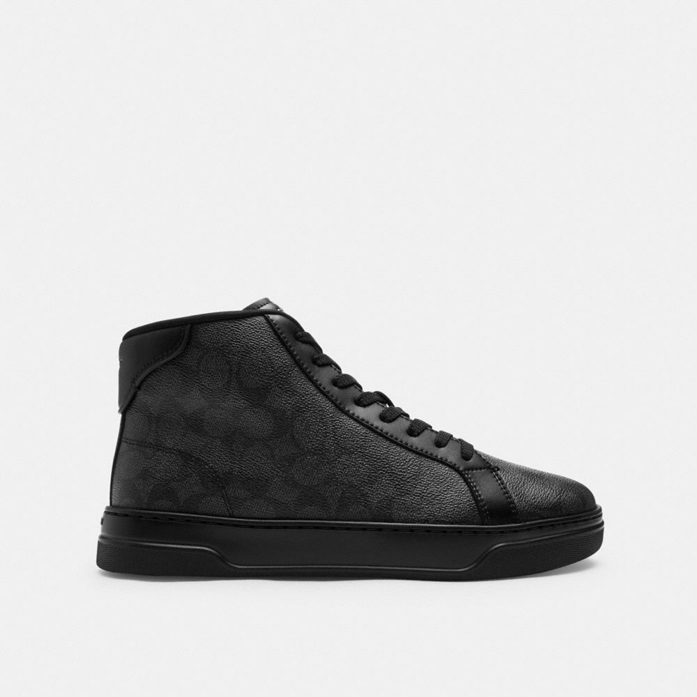 Coach High Line High Top Sneaker In Signature Canvas In Graphite/black