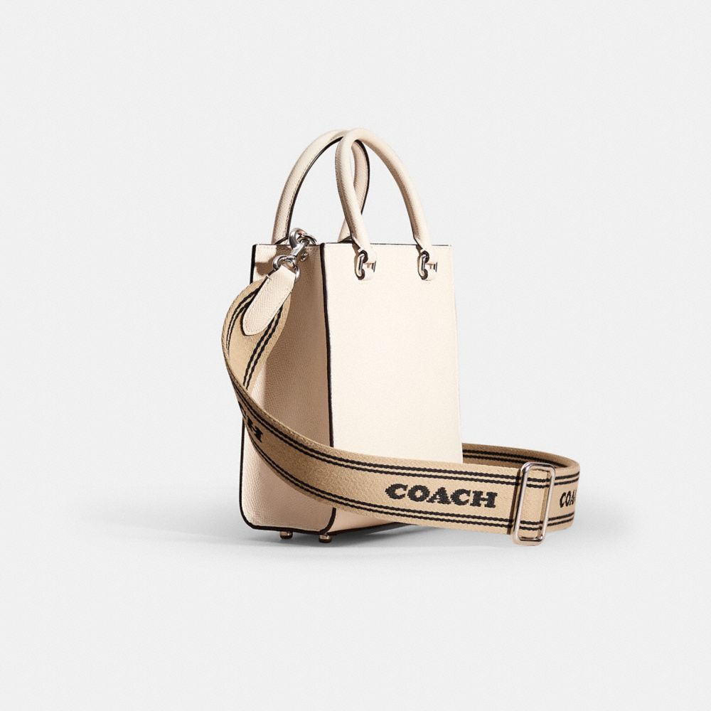 COACH®,Restored Tote 16 With Signature Canvas,Leather,Crossbody,Logo,Scratch Resistant,Casual,Cream,Angle View