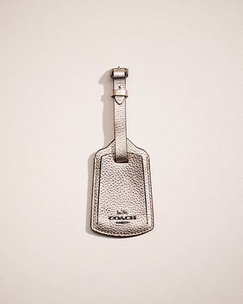 COACH®,RESTORED LUGGAGE TAG,Gunmetal/Platinum,Front View