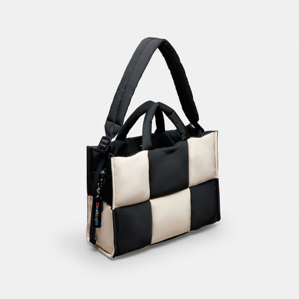 COACH®,Coachtopia Loop Tote With Checkerboard Quilting,Recycled Polyester,Tote,Applique,Logo,Adjustable,Casual,Multi Color,Angle View