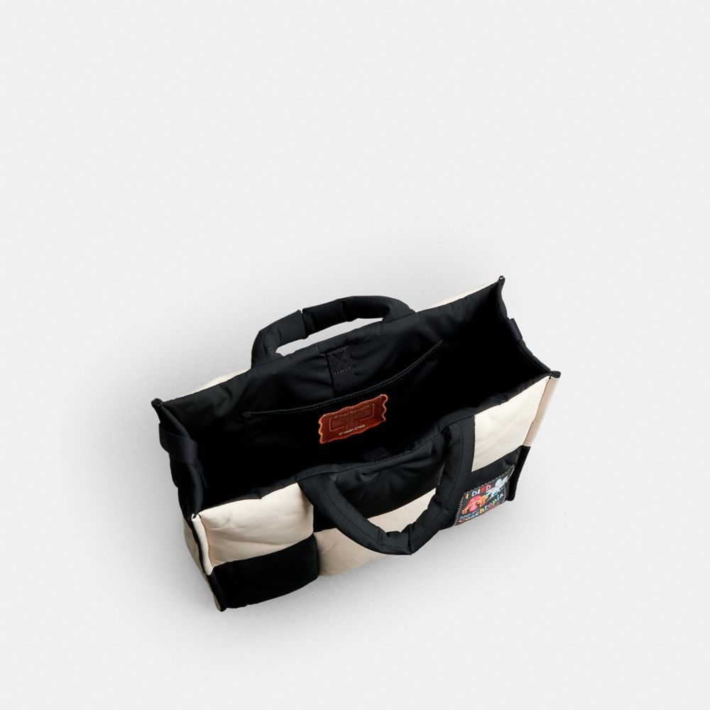 COACH®,Coachtopia Loop Tote With Checkerboard Quilting,Recycled Polyester,Tote,Applique,Logo,Adjustable,Casual,Multi Color,Inside View,Top View