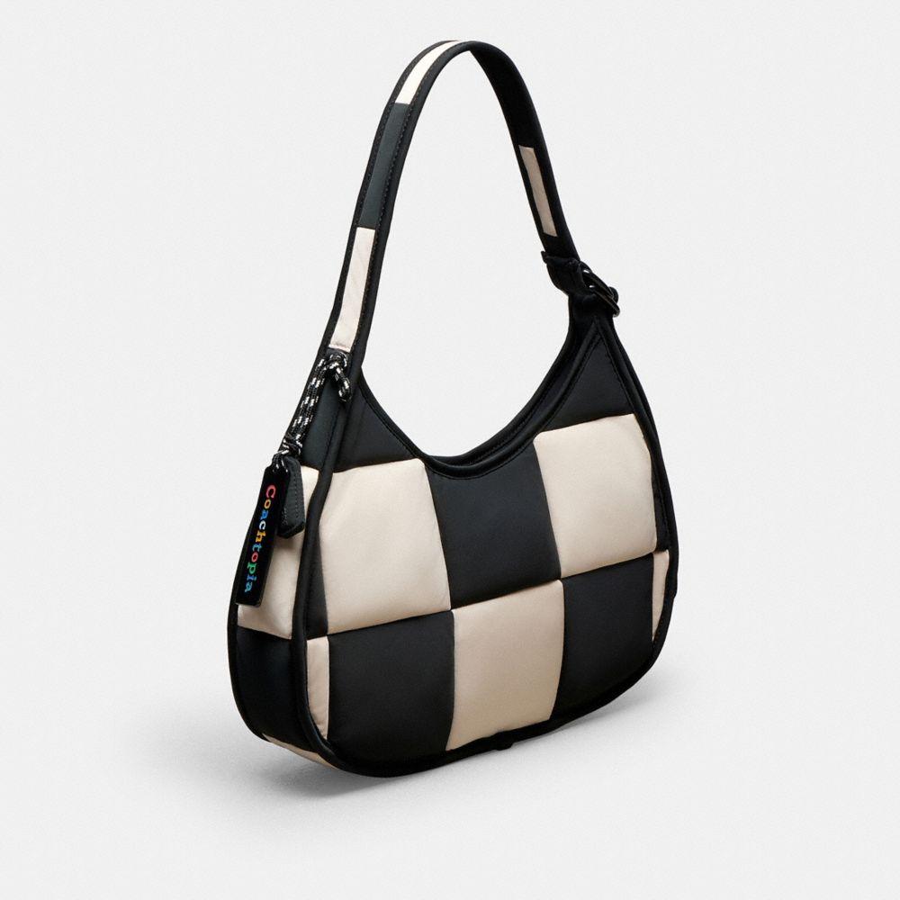 COACH®,Coachtopia Loop Ergo Bag With Checkerboard Quilting,Recycled Polyester,Shoulder Bag,Applique,Logo,Adjustable,Casual,Multi Color,Angle View