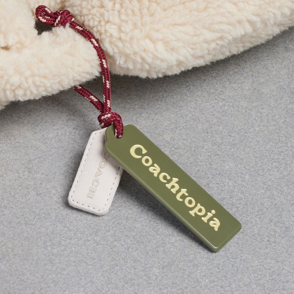COACH®,Coachtopia Fuzzy Heart Bag,Recycled Polyester,Shoulder Bag,3D Embellishment,Chain Detail,Logo,Bow,Sustainable,Day P...,Cream,Group View