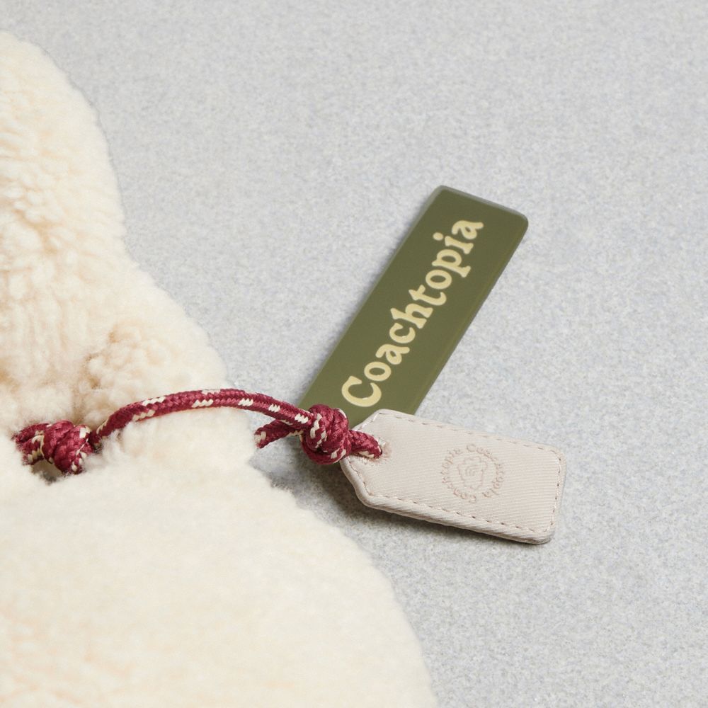 COACH®,Coachtopia Fuzzy Heart Bag,Recycled Polyester,Shoulder Bag,3D Embellishment,Chain Detail,Logo,Bow,Sustainable,Day P...,Cream