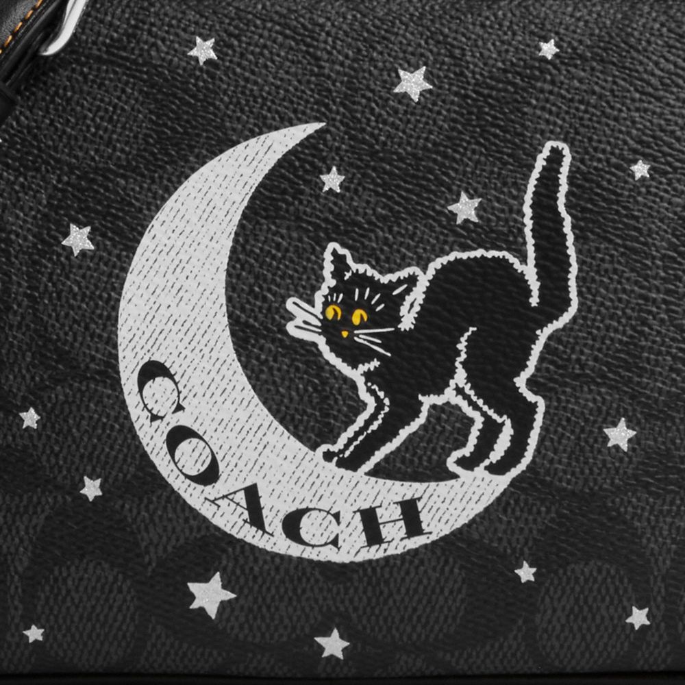 COACH®,Mini Jamie Camera Bag In Signature Canvas With Halloween Graphic,Canvas,Camera Bag,Pen Holder,Adjustable,Casual,Black