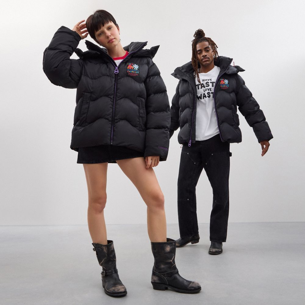 Coach Topia Loop Puffer Jacket In Black