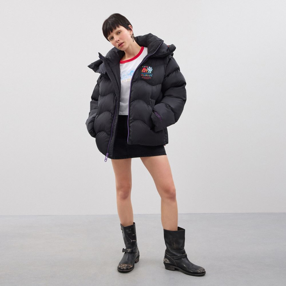 Coach Topia Loop Puffer Jacket In Black