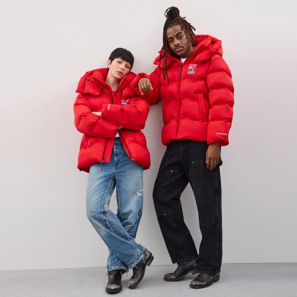 Coach Topia Loop Puffer Jacket In Rosebud Red
