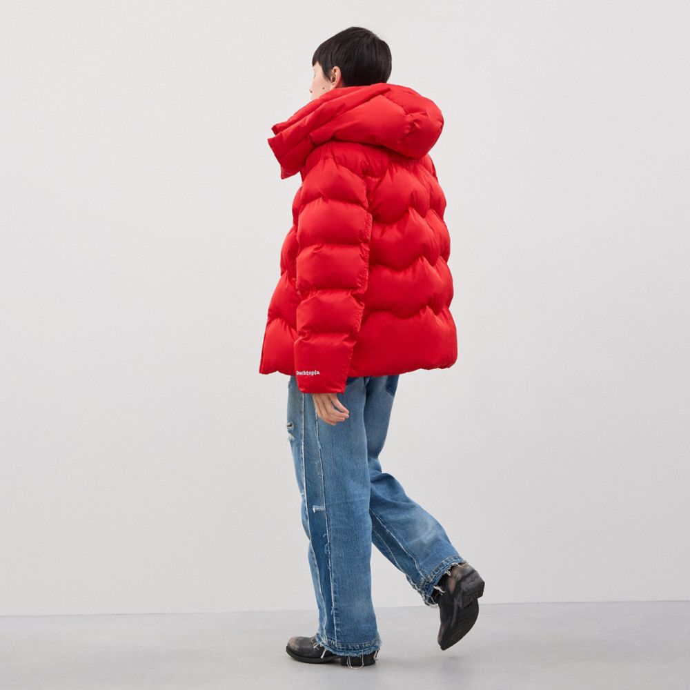 Coach Topia Loop Puffer Jacket In Rosebud Red