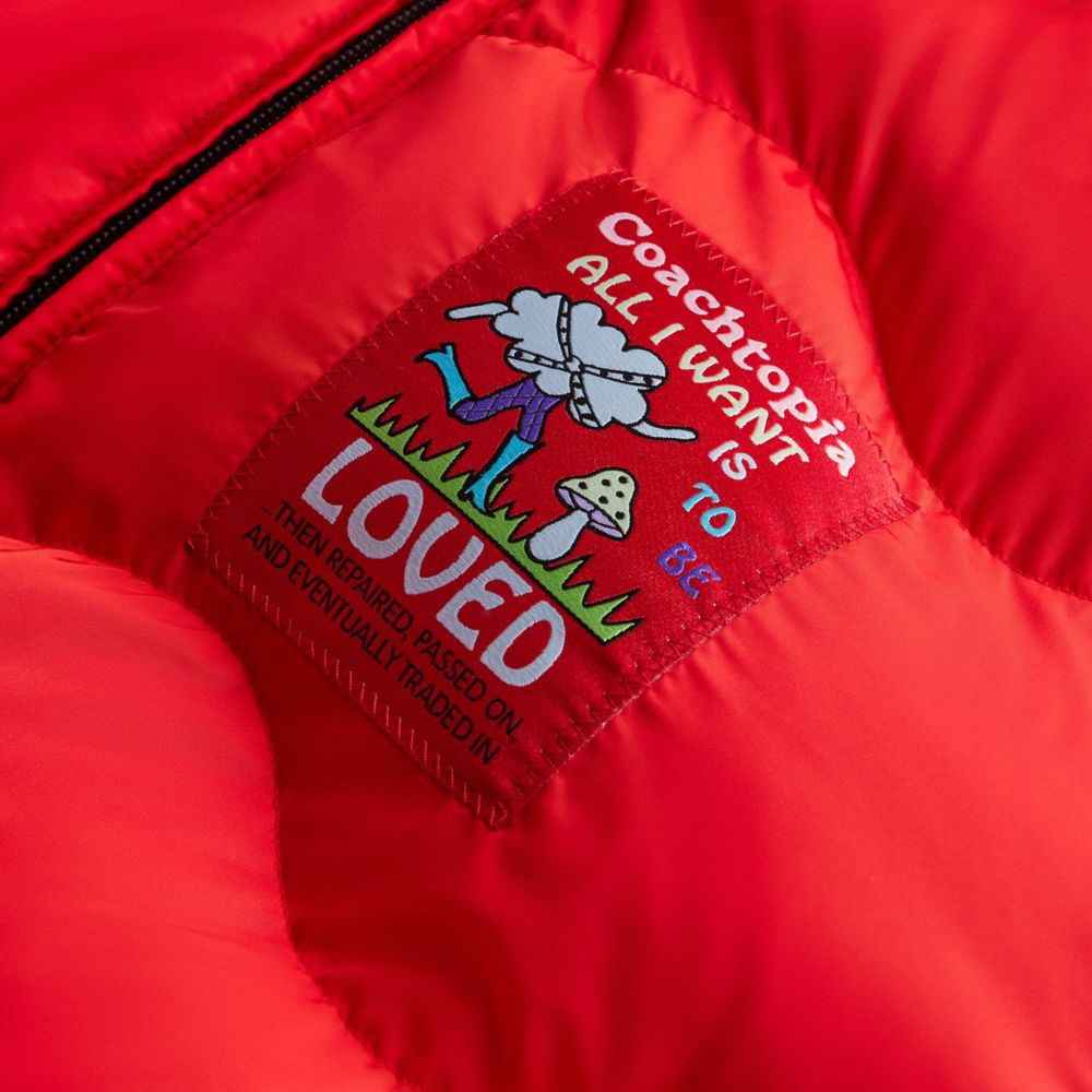 Coach Topia Loop Puffer Jacket In Rosebud Red