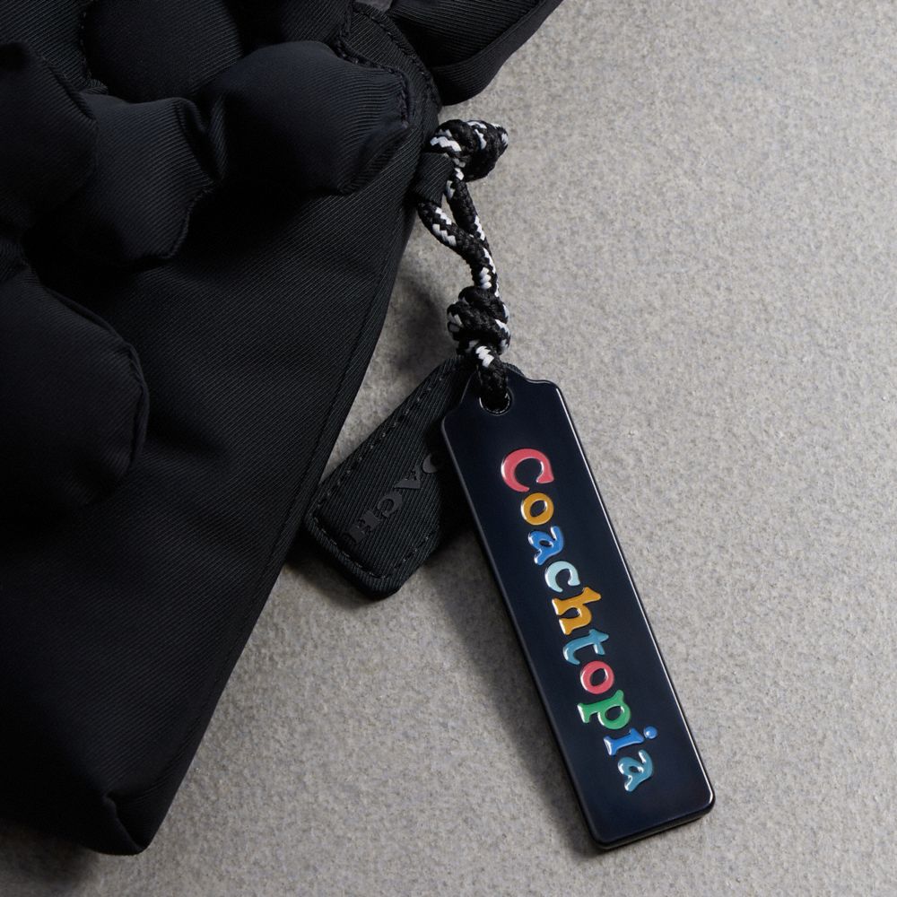 Coach Topia Loop Schultertasche Aus Recyceltem Polyester Mit Blumenapplikation In Black/multi