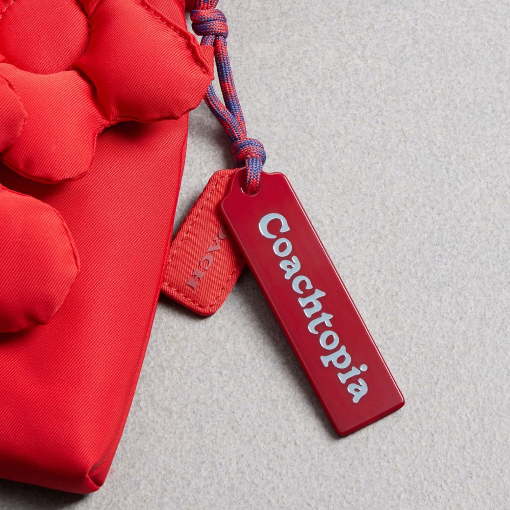 COACH®,Coachtopia Loop Shoulder Bag With Floral Appliqué,Recycled Polyester,Shoulder Bag,3D Embellishment,Embellished,Logo...,Red,Group View