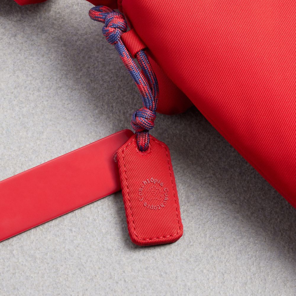 COACH®,Coachtopia Loop Shoulder Bag With Floral Appliqué,Recycled Polyester,Shoulder Bag,3D Embellishment,Embellished,Logo...,Red