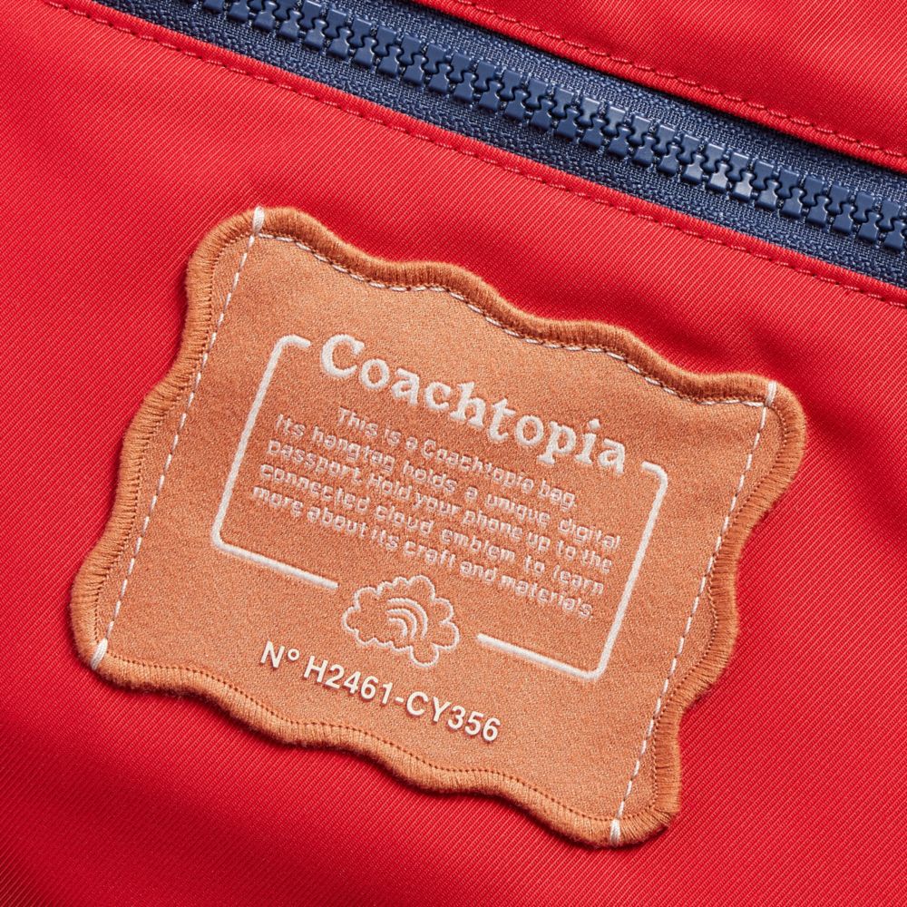 COACH®,Coachtopia Loop Shoulder Bag With Floral Appliqué,Recycled Polyester,Shoulder Bag,3D Embellishment,Embellished,Logo...,Red,Closer View