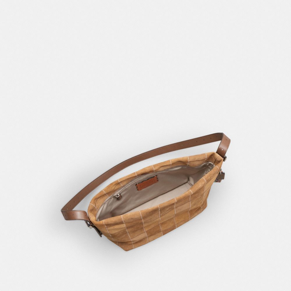 COACH®,Alter/Ego Hobo Bag In Suede Checkerboard Upcrafted Leather,,Inside View,Top View