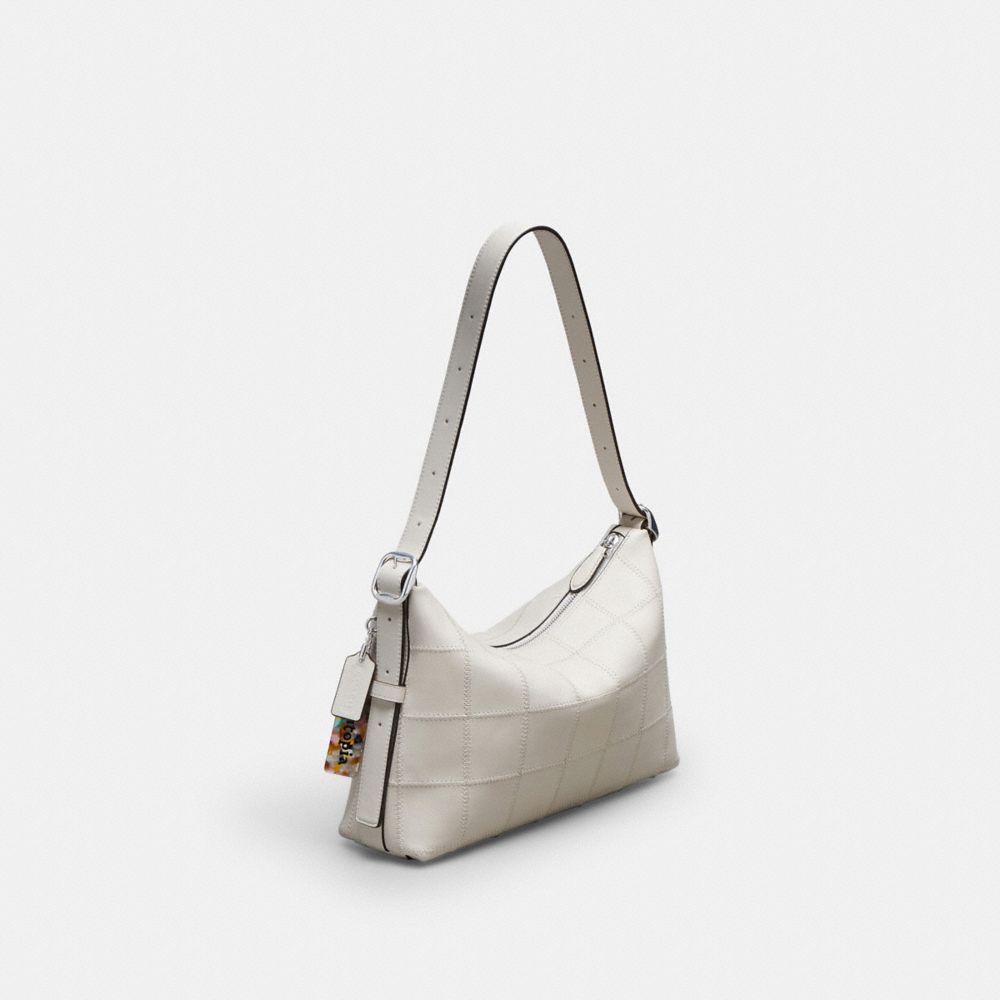 COACH®,Alter/Ego Shoulder Bag In Checkerboard Upcrafted Leather,Leather,Recycled Polyester,Hobo,Logo,Word Embellishment,St...,White,Angle View
