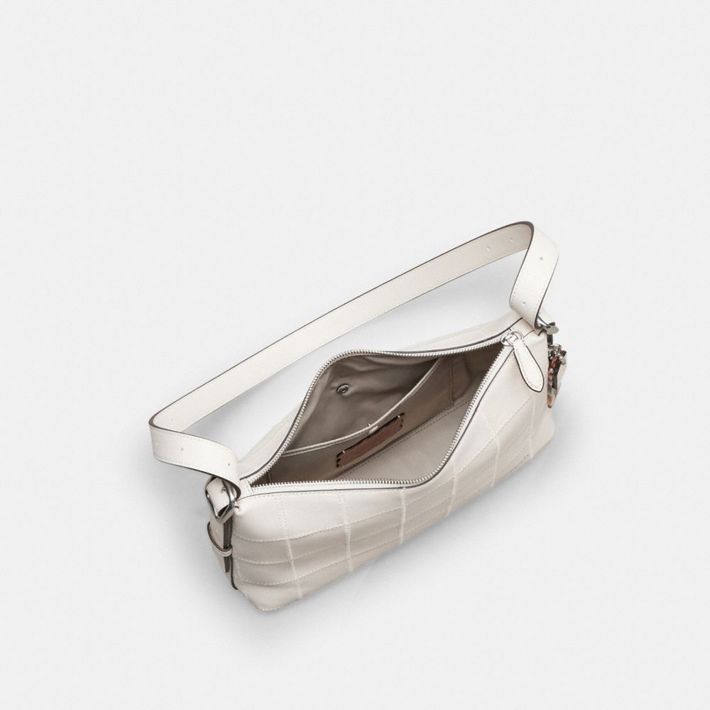 COACH®,Alter/Ego Shoulder Bag In Checkerboard Upcrafted Leather,Leather,Recycled Polyester,Hobo,Logo,Word Embellishment,St...,White,Inside View,Top View