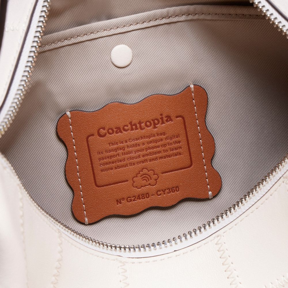 COACH®,Alter/Ego Shoulder Bag In Checkerboard Upcrafted Leather,Leather,Recycled Polyester,Hobo,Logo,Word Embellishment,St...,White,Closer View