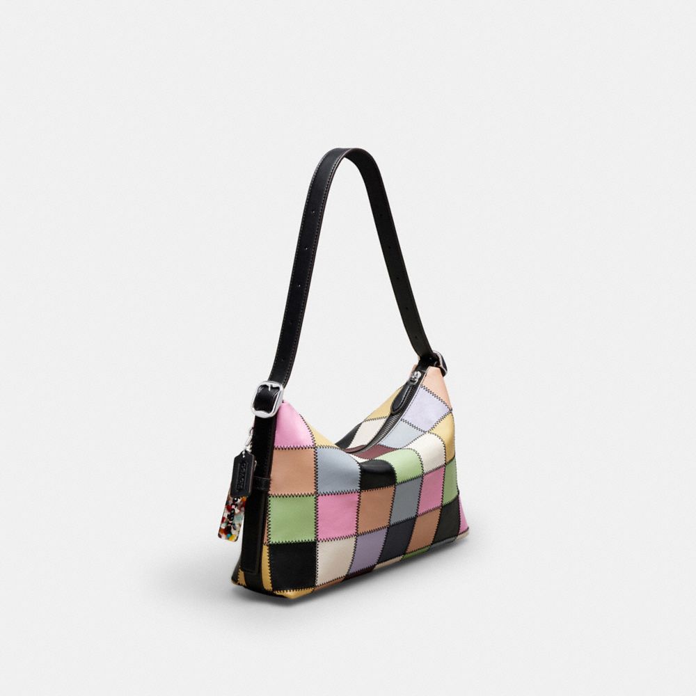 COACH®,Alter/Ego Shoulder Bag In Checkerboard Upcrafted Leather,Recycled Polyester,Leather,Hobo,Logo,Patchwork,Embossed,Ad...,Multi Color,Angle View