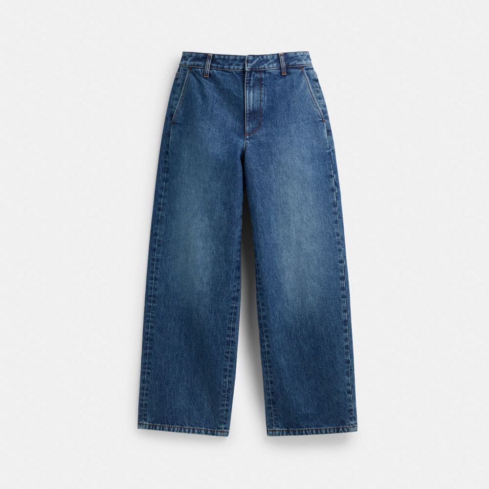 COACH®,Denim Trousers,Cotton,Straight,Wide Leg,Casual,Work,,Front View image number 0