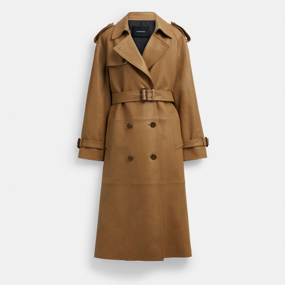 Leather Double Breasted Trench Coat