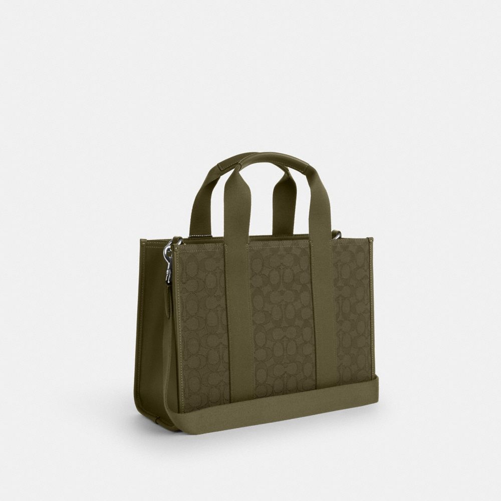 COACH®,スミス トート バッグ・シグネチャー ジャカード,トートバッグ,ｼﾙﾊﾞｰ/ｵﾘｰﾌﾞ ﾄﾞﾗﾌﾞ/ｵﾘｰﾌﾞ ﾄﾞﾗﾌﾞ