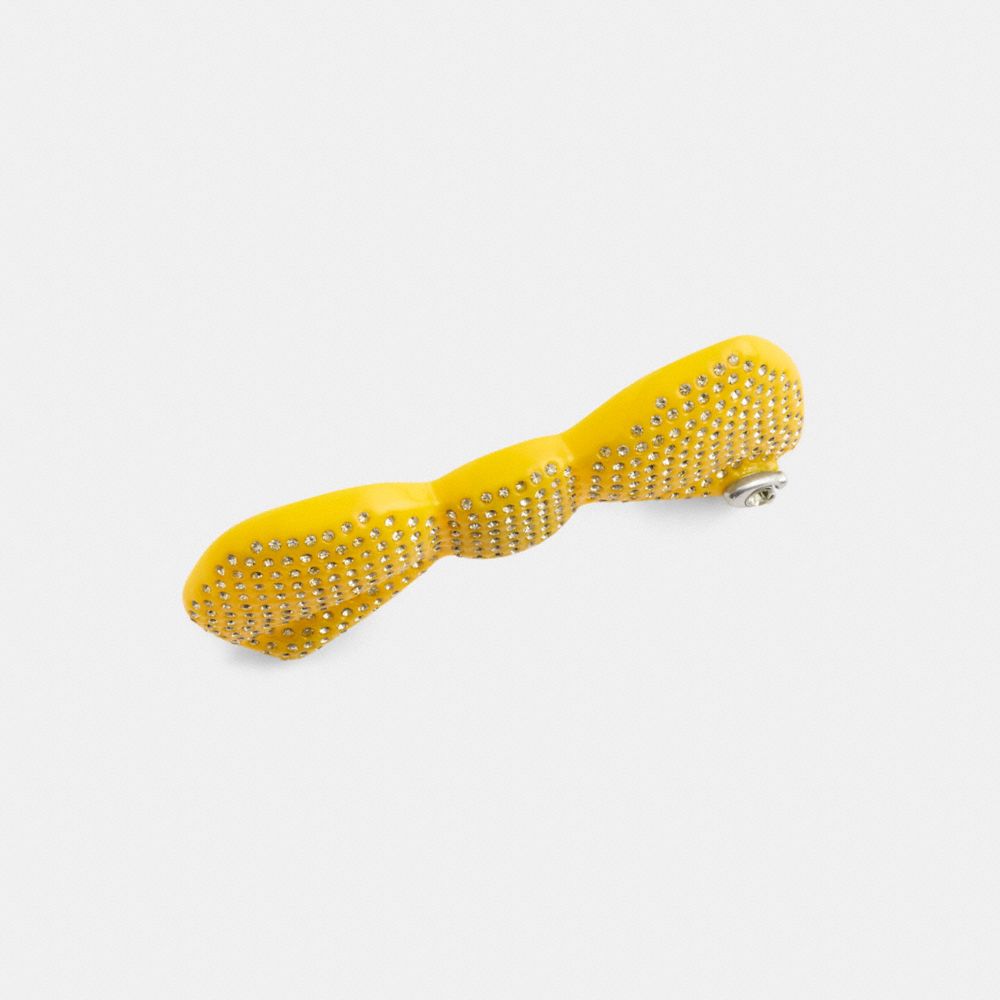 COACH®,BARRETTE À BOUCLE PAVÉE,Argent/Jaune,Inside View,Top View