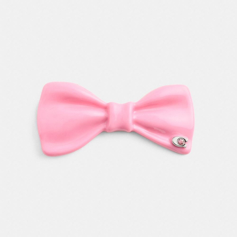 COACH®,Bow Barrette,Hair Pin,Bow,Logo,Metal,Casual,Pink,Front View image number 0