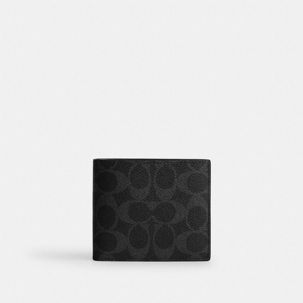 COACH®,ID Billfold Wallet In Signature Canvas,Canvas,Bi Fold,Casual,,Front View