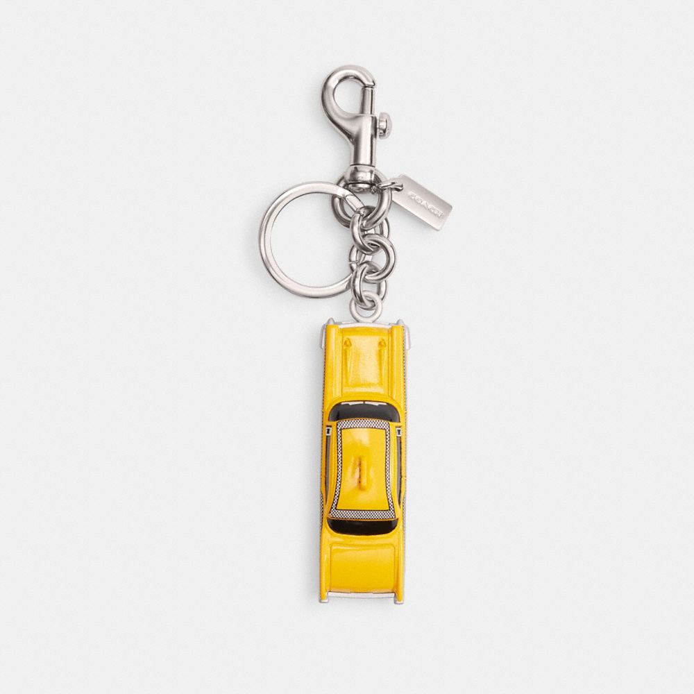 Coach Small Taxi-motif Bag Charm In Silver/multi