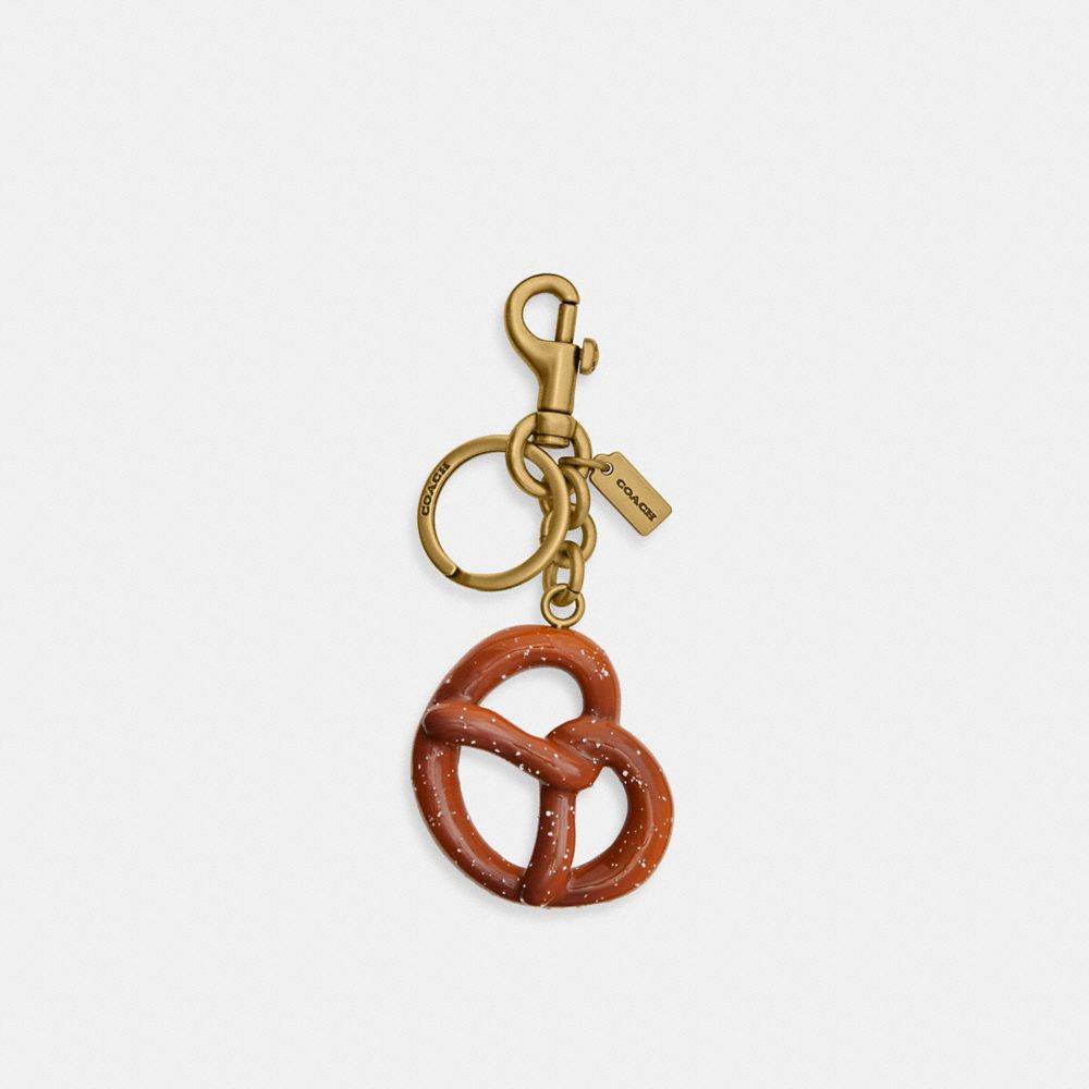 Shop Coach Small Pretzel Bag Charm In Brass/multi