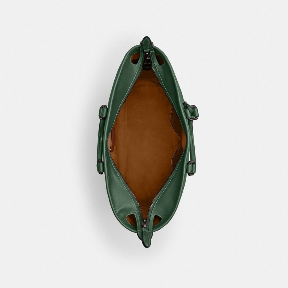 COACH®,Metropolitan Carryall,Leather,Tote,Embossed,Logo,Work,Casual,Emerald,Inside View,Top View